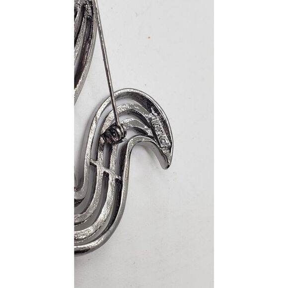 Vintage Brooch Silver Swan Abstract 1960s Mid Century Modern Twisted Rope Monet - Picture 5 of 7